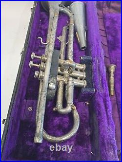 Antique Lyon & Healy Silver Plated Brass American Professional Chicago Trumpet