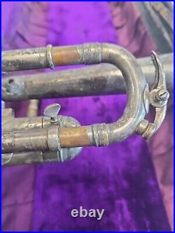 Antique Lyon & Healy Silver Plated Brass American Professional Chicago Trumpet