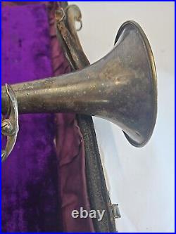 Antique Lyon & Healy Silver Plated Brass American Professional Chicago Trumpet