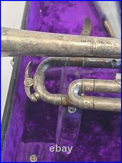 Antique Lyon & Healy Silver Plated Brass American Professional Chicago Trumpet