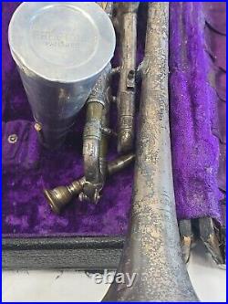 Antique Lyon & Healy Silver Plated Brass American Professional Chicago Trumpet