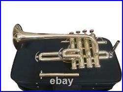 BEAUTIFUL PROFESSIONAL QUALITY PICCOLO TRUMPET Bb/A FLAT NEW BRASS FREE CASE+M/P