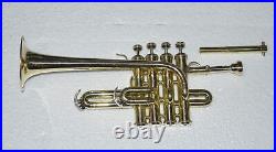 BEAUTIFUL PROFESSIONAL QUALITY PICCOLO TRUMPET Bb/A FLAT NEW BRASS FREE CASE+M/P