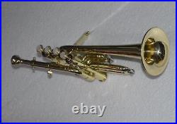 BEAUTIFUL PROFESSIONAL QUALITY PICCOLO TRUMPET Bb/A FLAT NEW BRASS FREE CASE+M/P