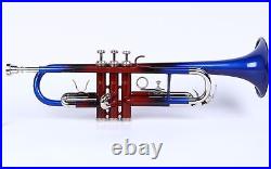 BRAND New BLUE RED Colour Finish Bb flat Trumpet With hard Free HARD Case+M/P