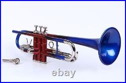 BRAND New BLUE RED Colour Finish Bb flat Trumpet With hard Free HARD Case+M/P