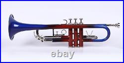 BRAND New BLUE RED Colour Finish Bb flat Trumpet With hard Free HARD Case+M/P