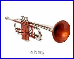 Bb PITCH TRUMPET ORANGE COLORED+NICKEL SILVER WITH CASE AND MP PRO TESTED BUY