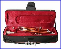 Bb PITCH TRUMPET ORANGE COLORED+NICKEL SILVER WITH CASE AND MP PRO TESTED BUY