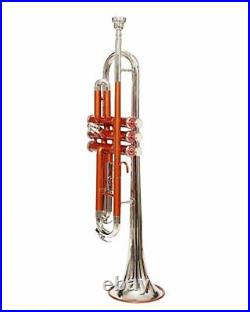 Bb PITCH TRUMPET ORANGE COLORED+NICKEL SILVER WITH CASE AND MP PRO TESTED BUY