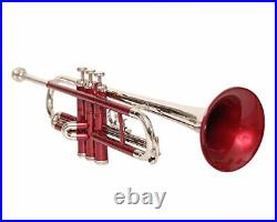 Bb PITCH TRUMPET RED COLORED+NICKEL SILVER WITH CASE AND MP PRO TESTED BUY