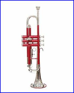 Bb PITCH TRUMPET RED COLORED+NICKEL SILVER WITH CASE AND MP PRO TESTED BUY