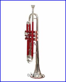 Bb PITCH TRUMPET RED COLORED+NICKEL SILVER WITH CASE AND MP PRO TESTED BUY