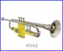 Bb PITCH TRUMPET YELLOW COLORED+NICKEL SILVER WITH CASE AND MP PRO TESTED BUY