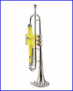 Bb PITCH TRUMPET YELLOW COLORED+NICKEL SILVER WITH CASE AND MP PRO TESTED BUY