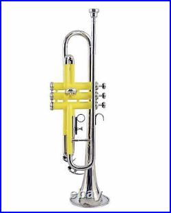 Bb PITCH TRUMPET YELLOW COLORED+NICKEL SILVER WITH CASE AND MP PRO TESTED BUY