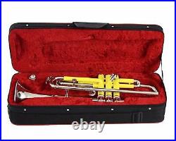 Bb PITCH TRUMPET YELLOW COLORED+NICKEL SILVER WITH CASE AND MP PRO TESTED BUY