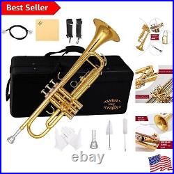 Brass Bb Trumpet with Carrying Case & Gloves Perfect for All Players