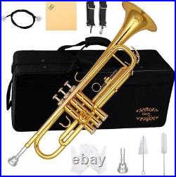 Brass Bb Trumpet with Carrying Case & Gloves Perfect for All Players