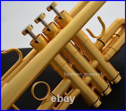 Brushed 24K Gold Trumpet Detachable 2 Bell Double trumpets Case FREE SHIPPING