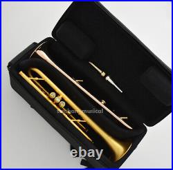 Brushed 24K Gold Trumpet Detachable 2 Bell Double trumpets Case FREE SHIPPING