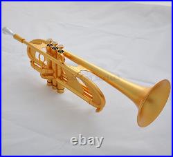 Concert Professional Satin Gold Trumpet Bb Heavy Horn Amado Water key With Case