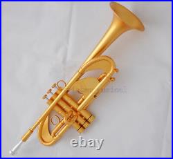 Concert Professional Satin Gold Trumpet Bb Heavy Horn Amado Water key With Case