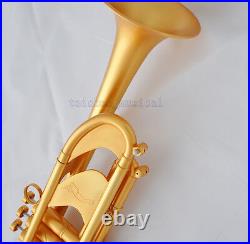 Concert Professional Satin Gold Trumpet Bb Heavy Horn Amado Water key With Case