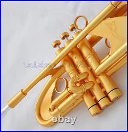 Concert Professional Satin Gold Trumpet Bb Heavy Horn Amado Water key With Case