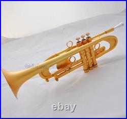 Concert Professional Satin Gold Trumpet Bb Heavy Horn Amado Water key With Case