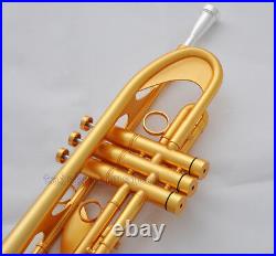 Concert Professional Satin Gold Trumpet Bb Heavy Horn Amado Water key With Case