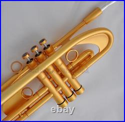 Concert Professional Satin Gold Trumpet Bb Heavy Horn Amado Water key With Case