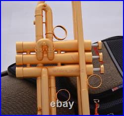 Customized Professional Satin Gold Bb Trumpet Horn Monel Piston Pro. Case