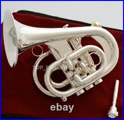 Dizzy style Customized Pocket Trumpet Silver Heavy Horn FREE SHIPPING