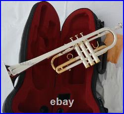 Excellent PRO C Trumpet horn Silver + Gold plated Finish Monel Valve With case