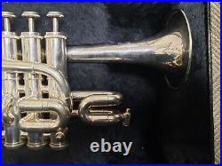 Getzen Eterna 940S Silver Bb/A 4-Valve Piccolo Trumpet-Chem Cleaned, Excellent