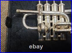 Getzen Eterna 940S Silver Bb/A 4-Valve Piccolo Trumpet-Chem Cleaned, Excellent