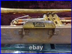 Getzen Super Deluxe Vintage Trumpet And Og Case Burgundy Interior. 72368 Patpend