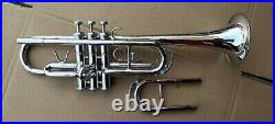 LIMITED OFFER! TRUMPET C NEW SILVER NICKEL FINISHED Bb KEYS TRUMPET FREE CASE