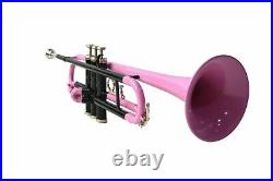 Mini Pocket Trumpet Pink Black Brass Finish Bb Keys Free Hard Case