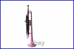 Mini Pocket Trumpet Pink Black Brass Finish Bb Keys Free Hard Case