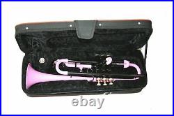 Mini Pocket Trumpet Pink Black Brass Finish Bb Keys Free Hard Case