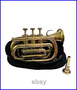 Nautical Shinny Brass Trumpet Professional Horn 3 Vale+ Mouthpiece With Case