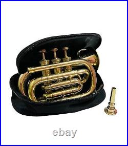 Nautical Shinny Brass Trumpet Professional Horn 3 Vale+ Mouthpiece With Case