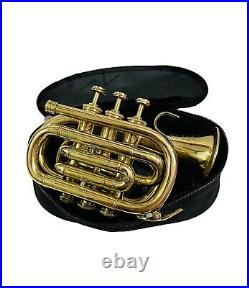 Nautical Shinny Brass Trumpet Professional Horn 3 Vale+ Mouthpiece With Case