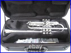 New Carol Brass 5062-H-GSS-C-S Professional C Trumpet Silver Plated with Case