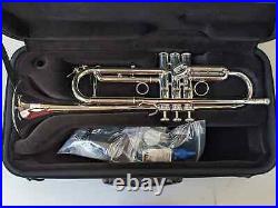 New Carol Brass CTR-5000L-YSS-Bb-S Bb Pro Silver Trumpet with Case, Mouthpiece