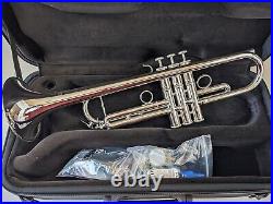 New Carol Brass CTR-5000L-YSS-Bb-S Bb Pro Silver Trumpet with Case, Mouthpiece