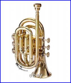 Pocket Trumpet 3 Valve's Pro Shinning Brass with Mouth Piece and Case