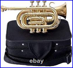 Pocket Trumpet 3 Valve's Pro Shinning Brass with Mouth Piece and Case